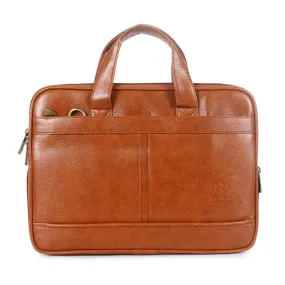 THE CLOWNFISH Faux Leather Slim Expandable 12 inch Laptop Tablet Messenger Bag Briefcase (Orange)