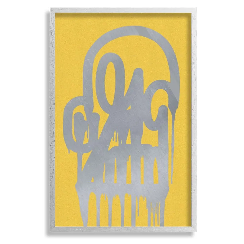 Timeless Skull Metallic Silver Gold Metallic Silkscreen Print by Katsu