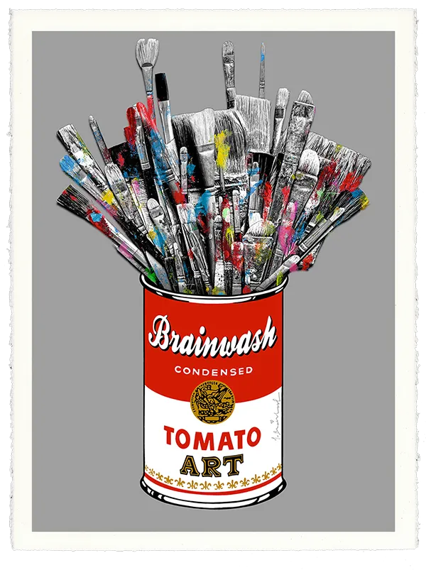 Tomato Pop Grey HPM Acrylic Silkscreen Print by Mr Brainwash- Thierry Guetta