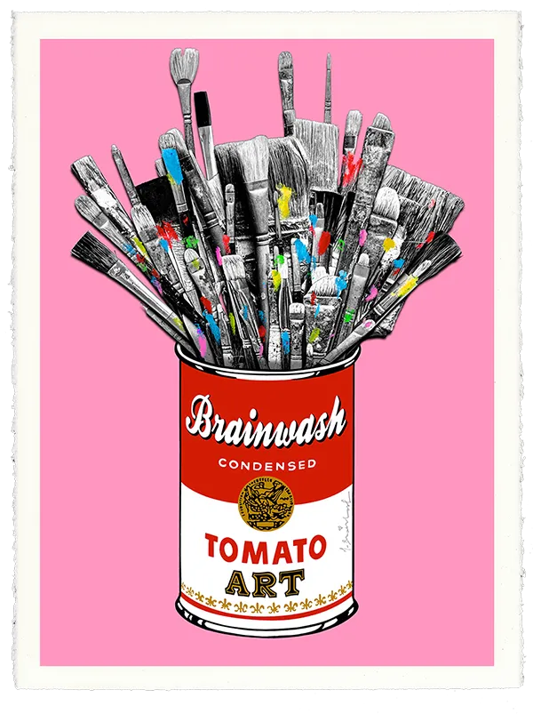 Tomato Pop Pink HPM Acrylic Silkscreen Print by Mr Brainwash- Thierry Guetta