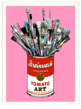 Tomato Pop Pink HPM Acrylic Silkscreen Print by Mr Brainwash- Thierry Guetta
