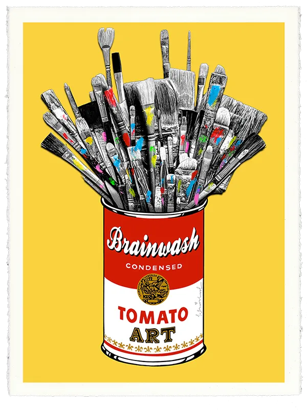 Tomato Pop Yellow HPM Acrylic Silkscreen Print by Mr Brainwash- Thierry Guetta