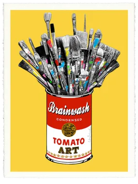 Tomato Pop Yellow HPM Acrylic Silkscreen Print by Mr Brainwash- Thierry Guetta