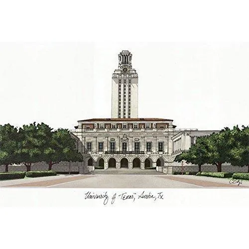 University of Texas, Austin Campus Images Lithograph Print