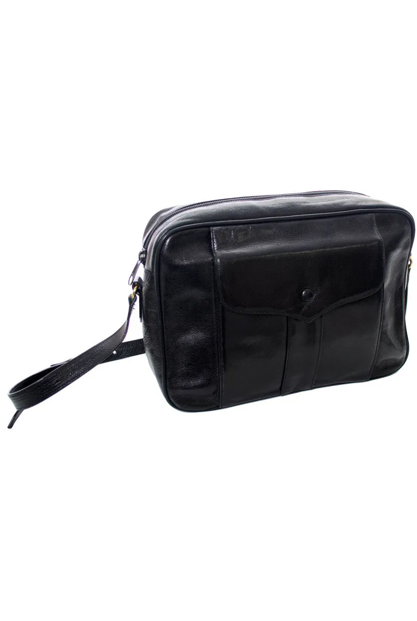Vintage Handbag Yves Saint Laurent navy leather shoulder bag