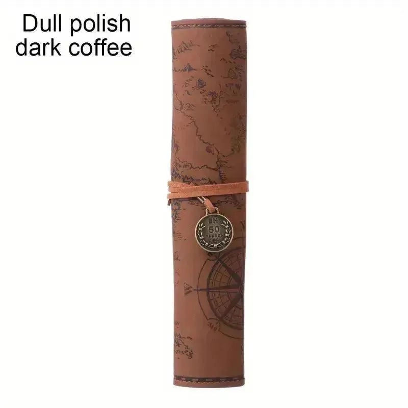 Vintage Treasure Map Leather Pencil Roll