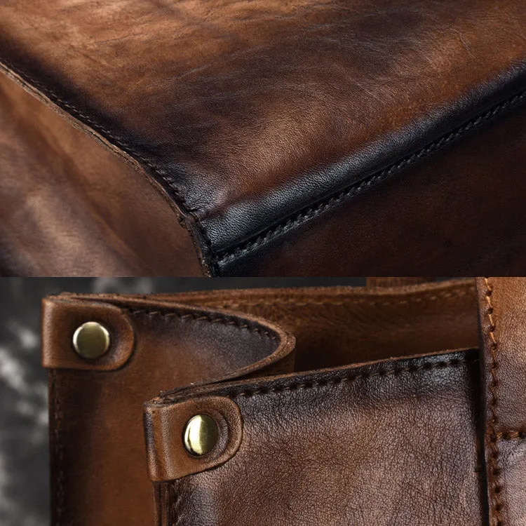 Vintage Womens Genuine Leather Tote Handbags Brush Off Leather Shoulder Purse For Women