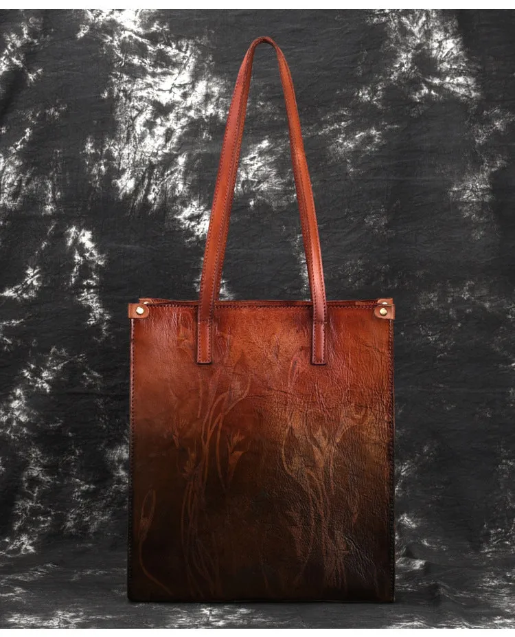 Vintage Womens Genuine Leather Tote Handbags Brush Off Leather Shoulder Purse For Women