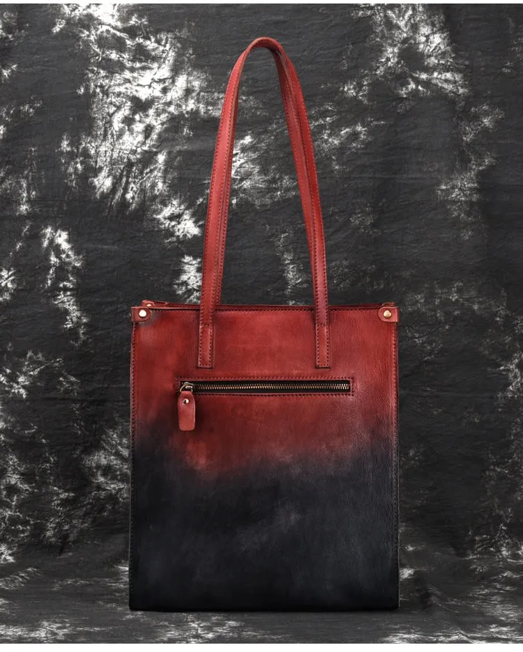 Vintage Womens Genuine Leather Tote Handbags Brush Off Leather Shoulder Purse For Women