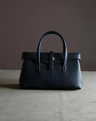 Womens Black Work Leather Handbag Purse Leather Black Work Shoulder Bag Handbag Purse for Ladies