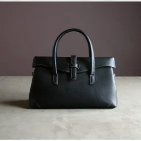 Womens Black Work Leather Handbag Purse Leather Black Work Shoulder Bag Handbag Purse for Ladies
