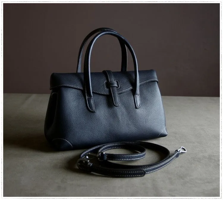 Womens Black Work Leather Handbag Purse Leather Black Work Shoulder Bag Handbag Purse for Ladies