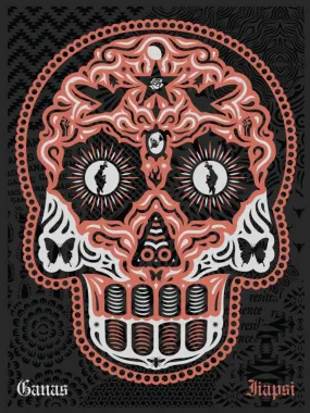 Yaqui Day of the Dead Copper Silver Silkscreen Print by Ernesto Yerena Montejano- Hecho Con Ganas